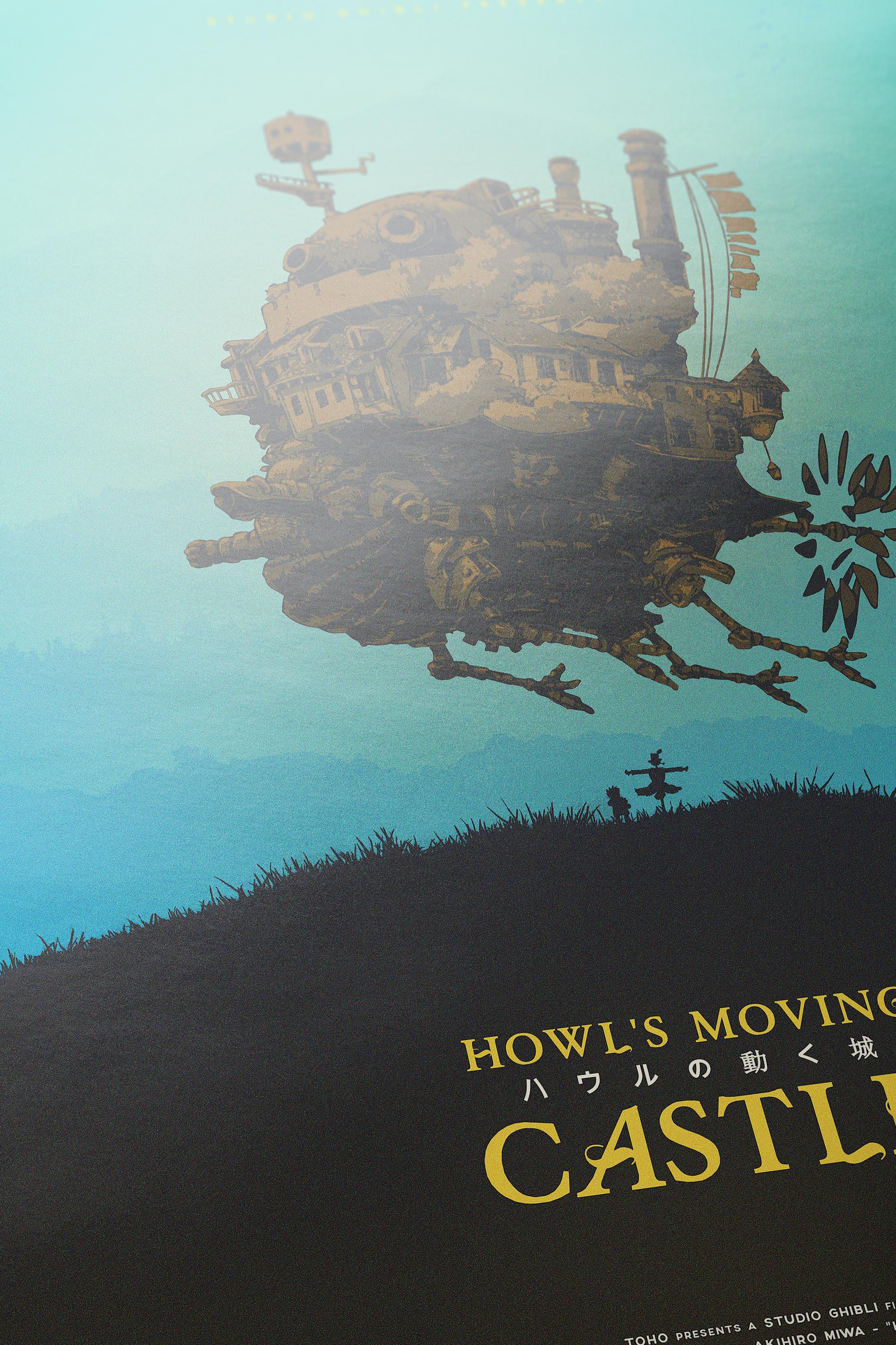 Studio Ghibli Movie Poster Set of 4 - Totoro Spirited Away Castle Howl Art Print, Japanese Animation Decor, Anime Fan Gift