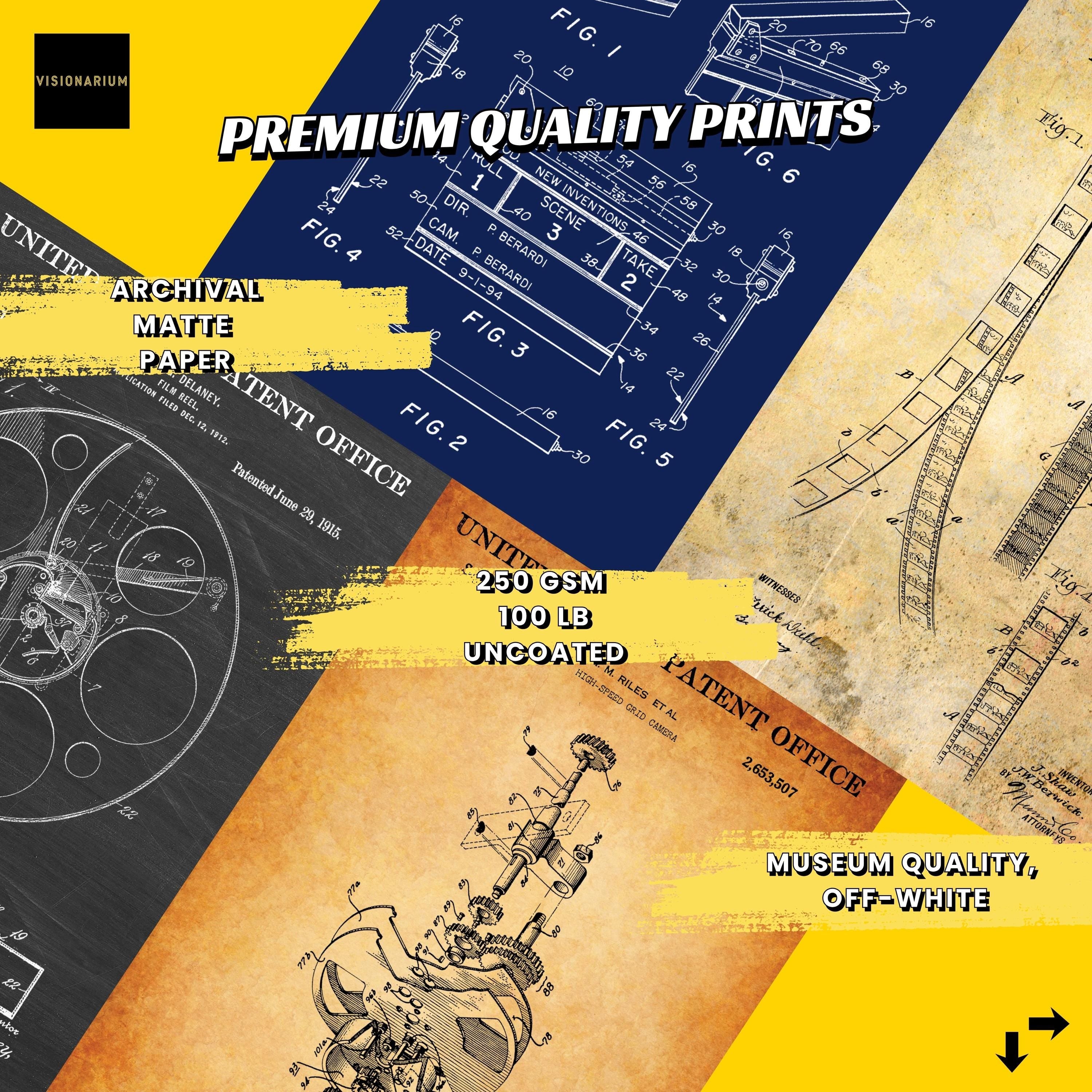 Set x2 Small-sized movie cameras patent Posters - Vintage prints, cinema wall art, film lover gift, history of cinema artwork [US3244472]