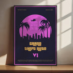GTA 6 Poster - Grand Theft Auto Art Print, Open World Game Decor, Action Gaming Poster, Gift for Gamer Setup
