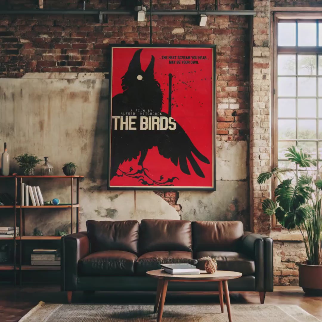 The Birds Alfred Hitchcock Movie Poster - Nature Thriller Art Print, Classic Cinema Decor, Suspense Fan Gift Idea