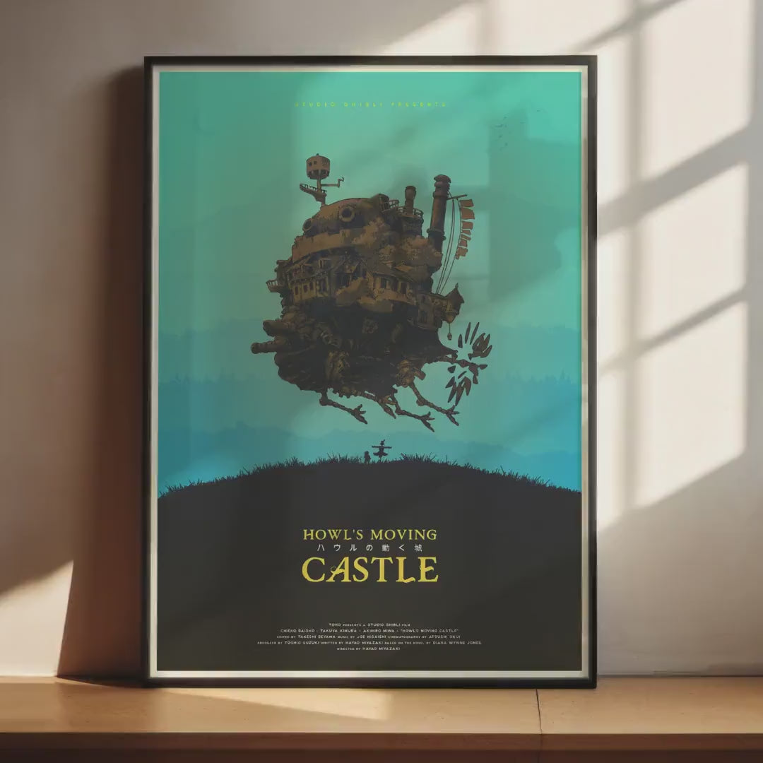 Howl’s Moving Castle Movie Poster - Wall Art Print, Anime Film, Studio Ghibli, Gift for Japanese Animation Fans