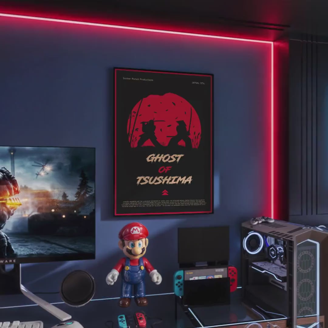 Ghost of Tsushima Poster - Samurai Action Game Art Print, Epic Gamer Wall Decor, Gift Idea for Video Game Fans