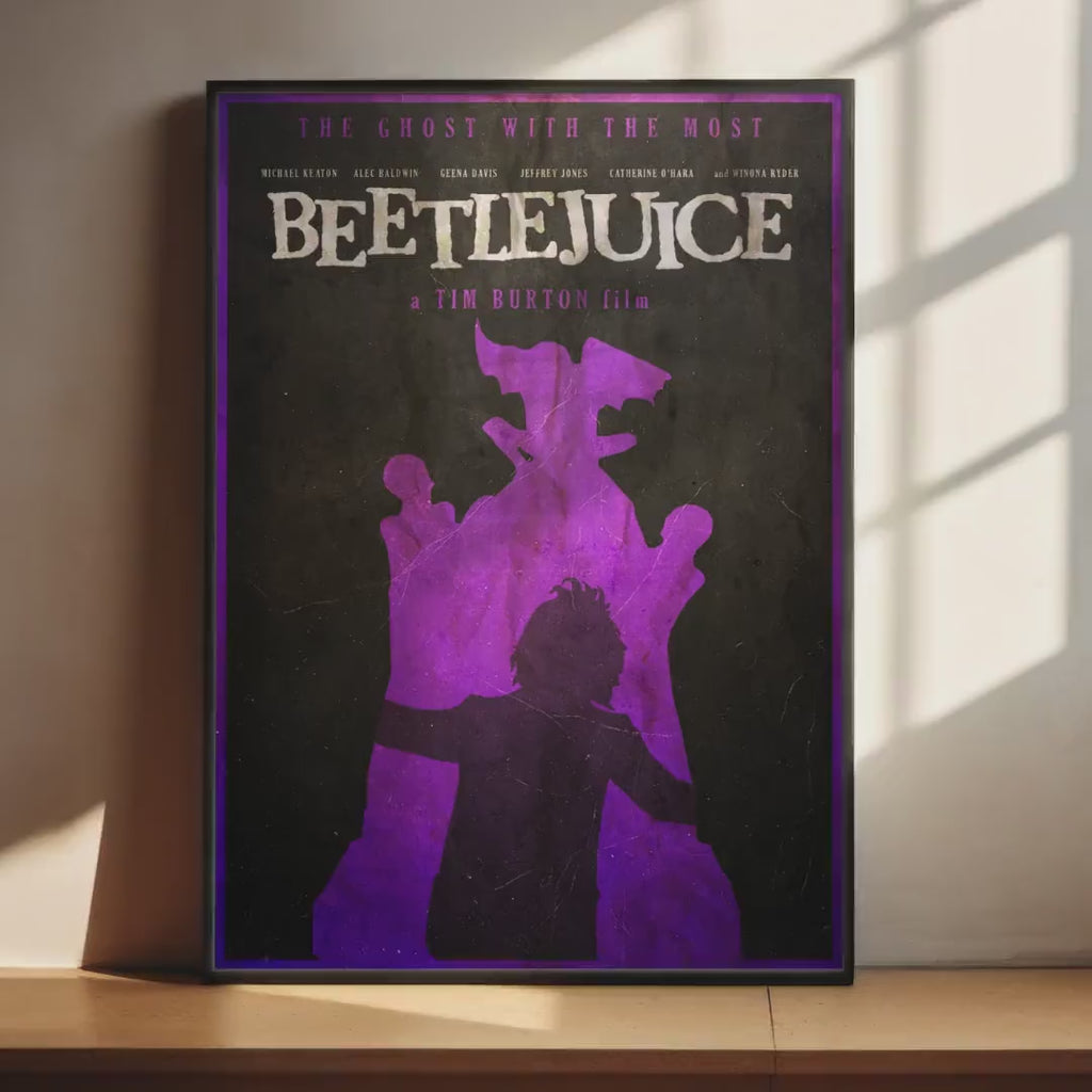 Beetlejuice Movie Poster - Tim Burton Art Print, 80s Horror Comedy Decor, Goth Gift Idea
