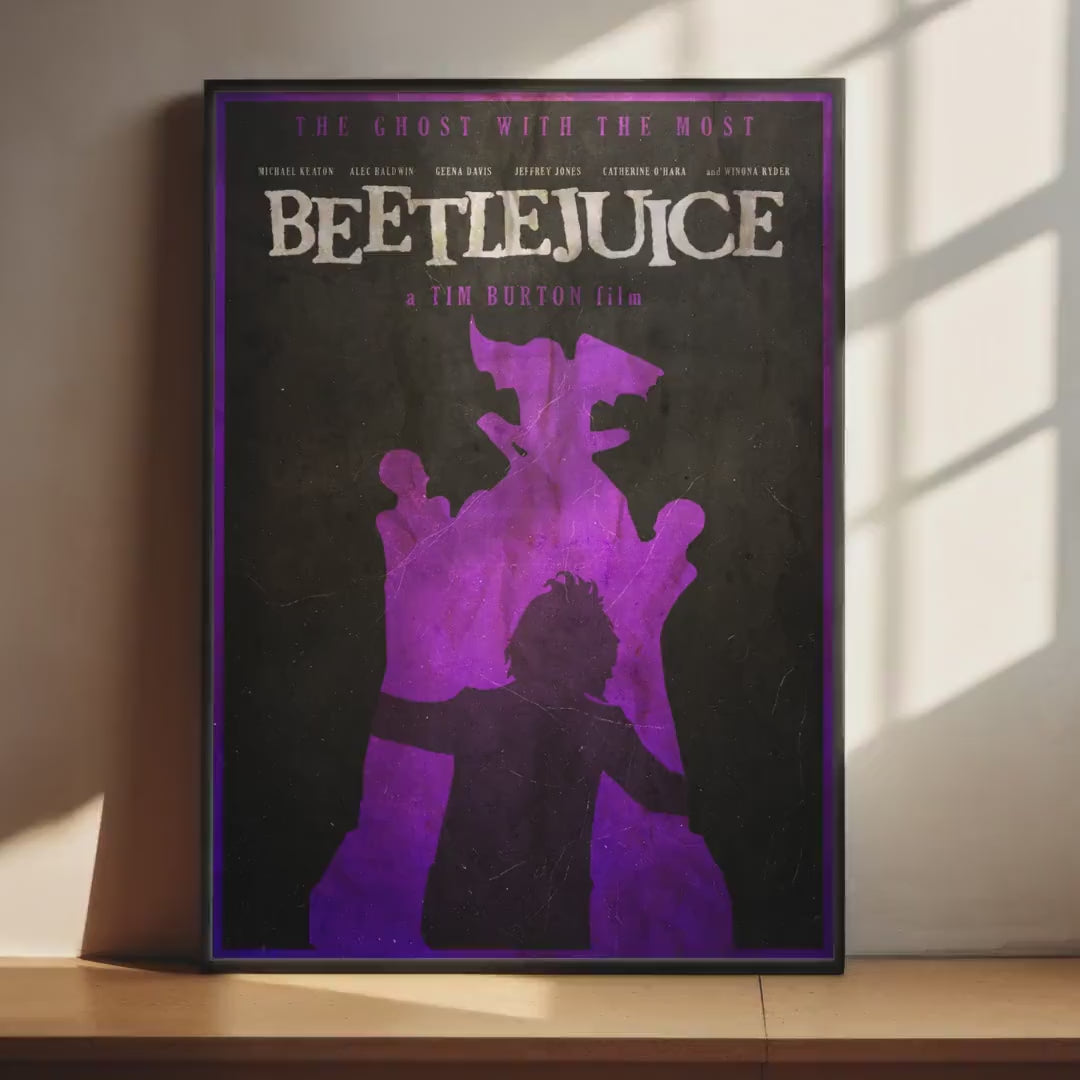 Beetlejuice Movie Poster - Tim Burton Art Print, 80s Horror Comedy Decor, Goth Gift Idea