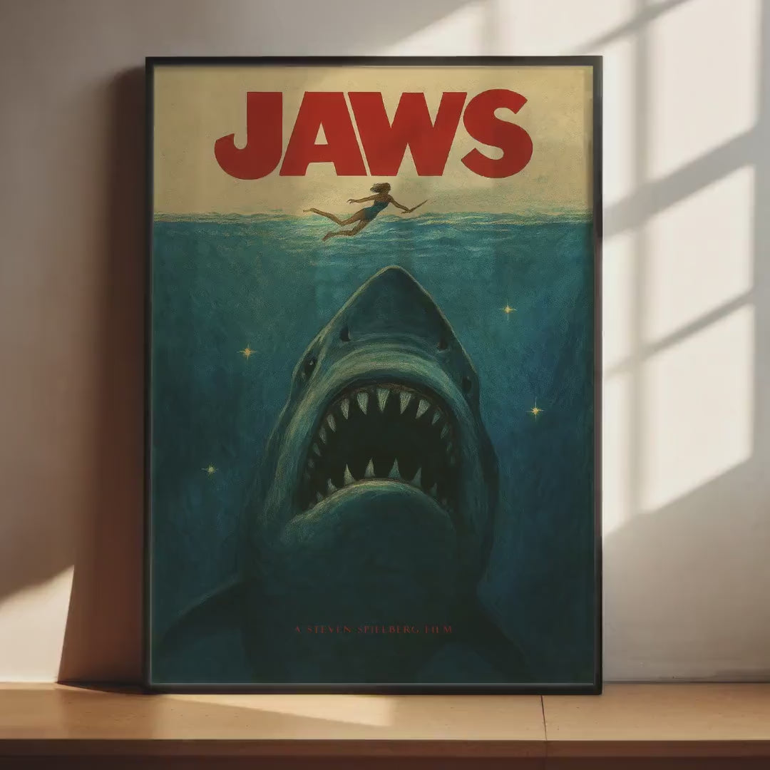 Jaws Movie Cult Poster - Summer Thriller Spielberg Print, 70s Cinema Decor, Horror Fan Gift Idea