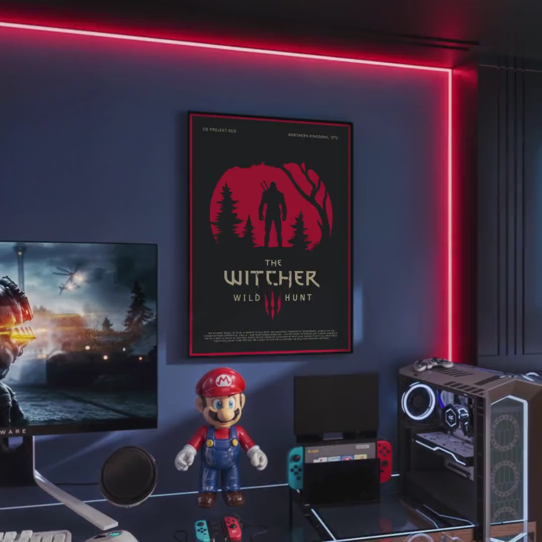 The Witcher 3 Poster - Wild Hunt Art Print, Fantasy Game Decor, RPG Gaming Poster, Gift for Gamer Room Setup