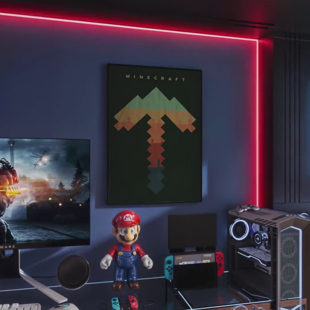 Minecraft Poster - Pixel Art Gaming Print, Gamer Room Decor, Retro Game Wall Art, Gift for Minecraft Fans