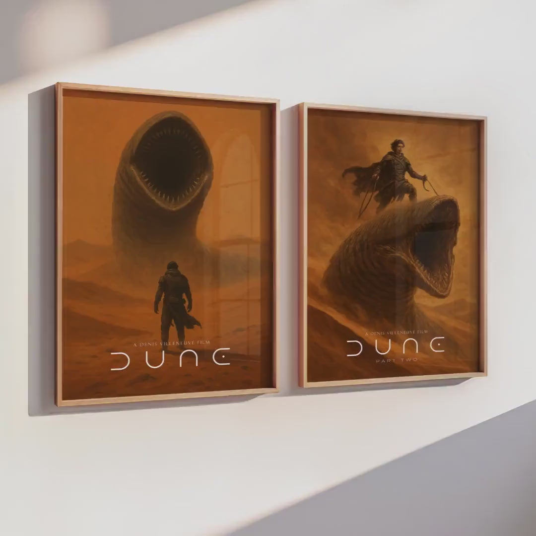 Dune Saga Movie Poster Set of 2 - Villeneuve Complete Sci-Fi Print, Epic Arrakis Decor, Film Fan Gift